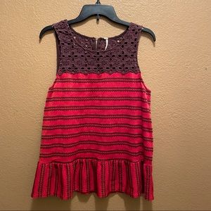 Free People Purplish-Brown/Orange Top